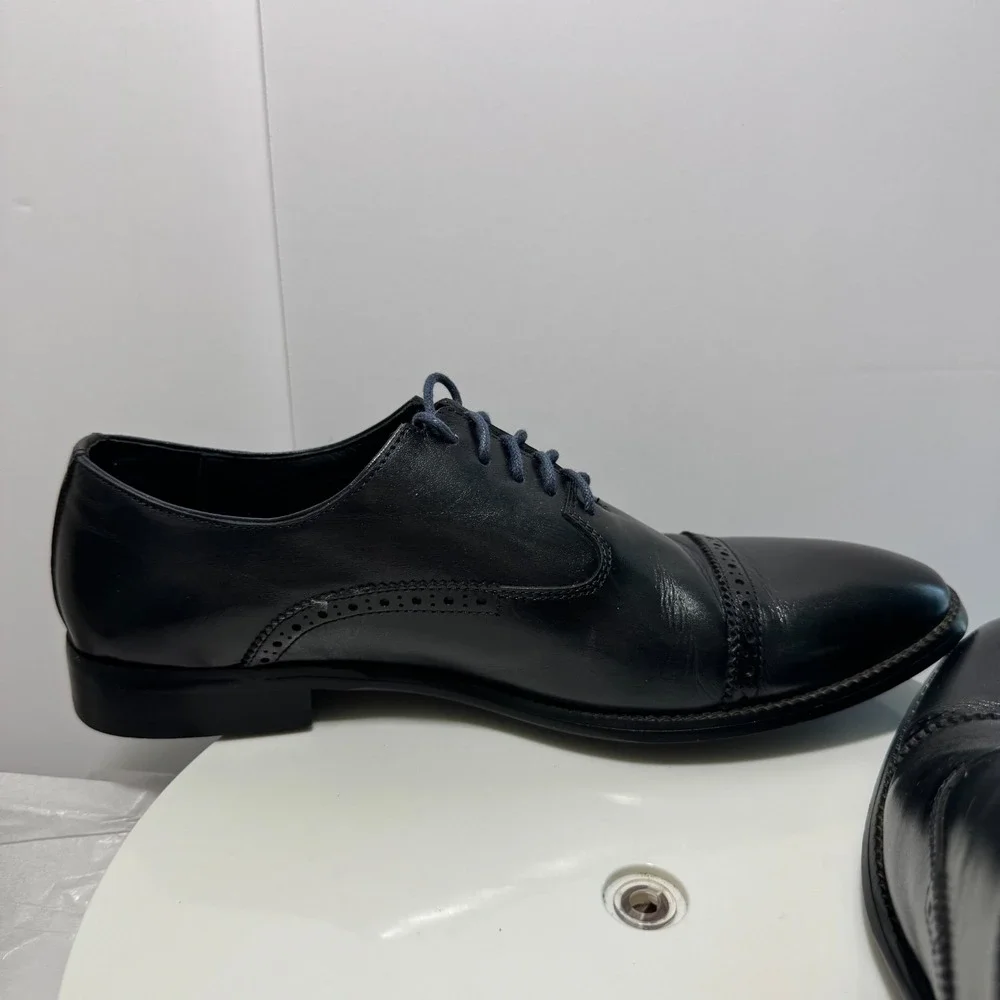 Vintage Foundry Co. Leather Business Career Cap Toe Oxfords Men 10 Midnight Navy